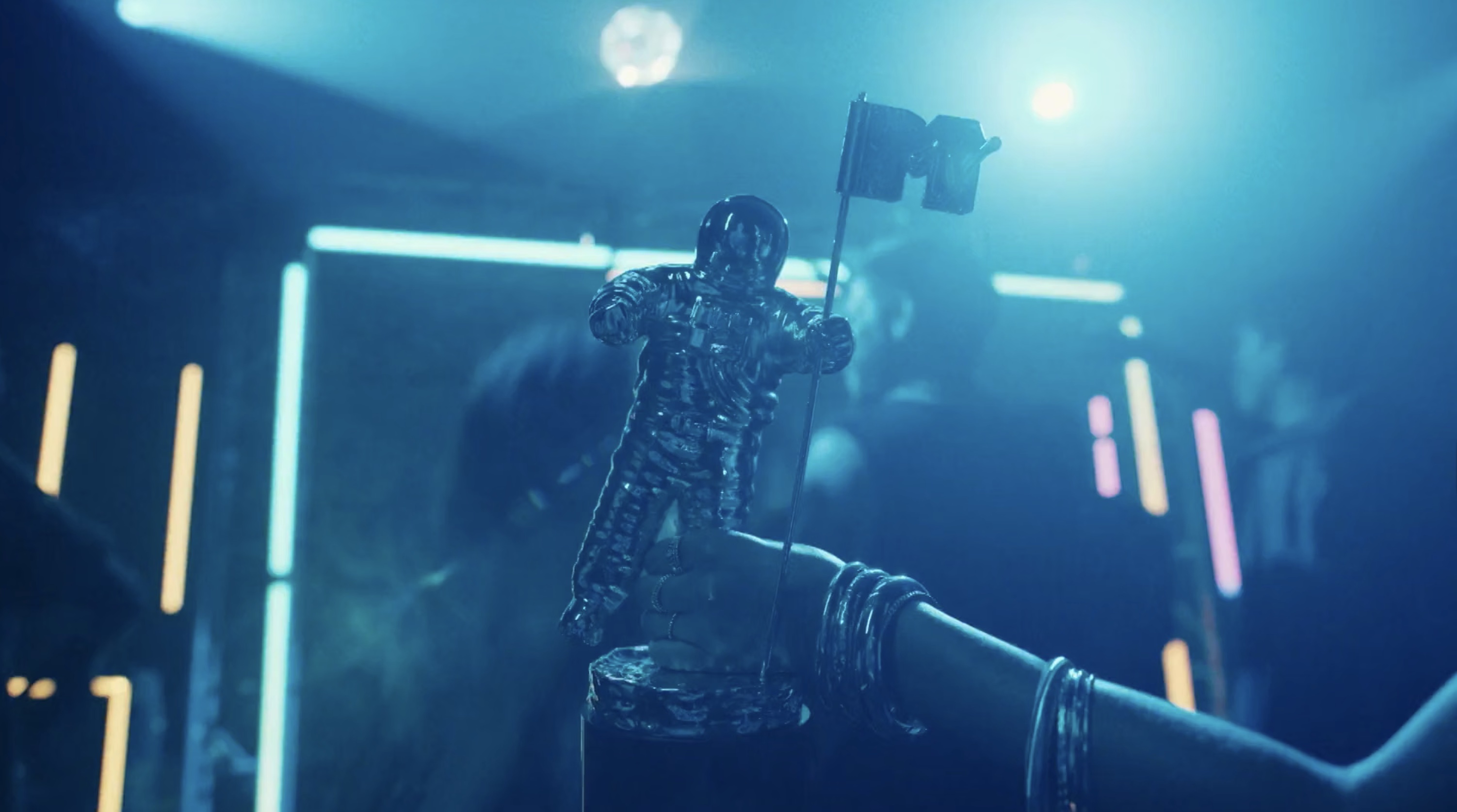 MTV Moon Person trophy in blue cinematic light