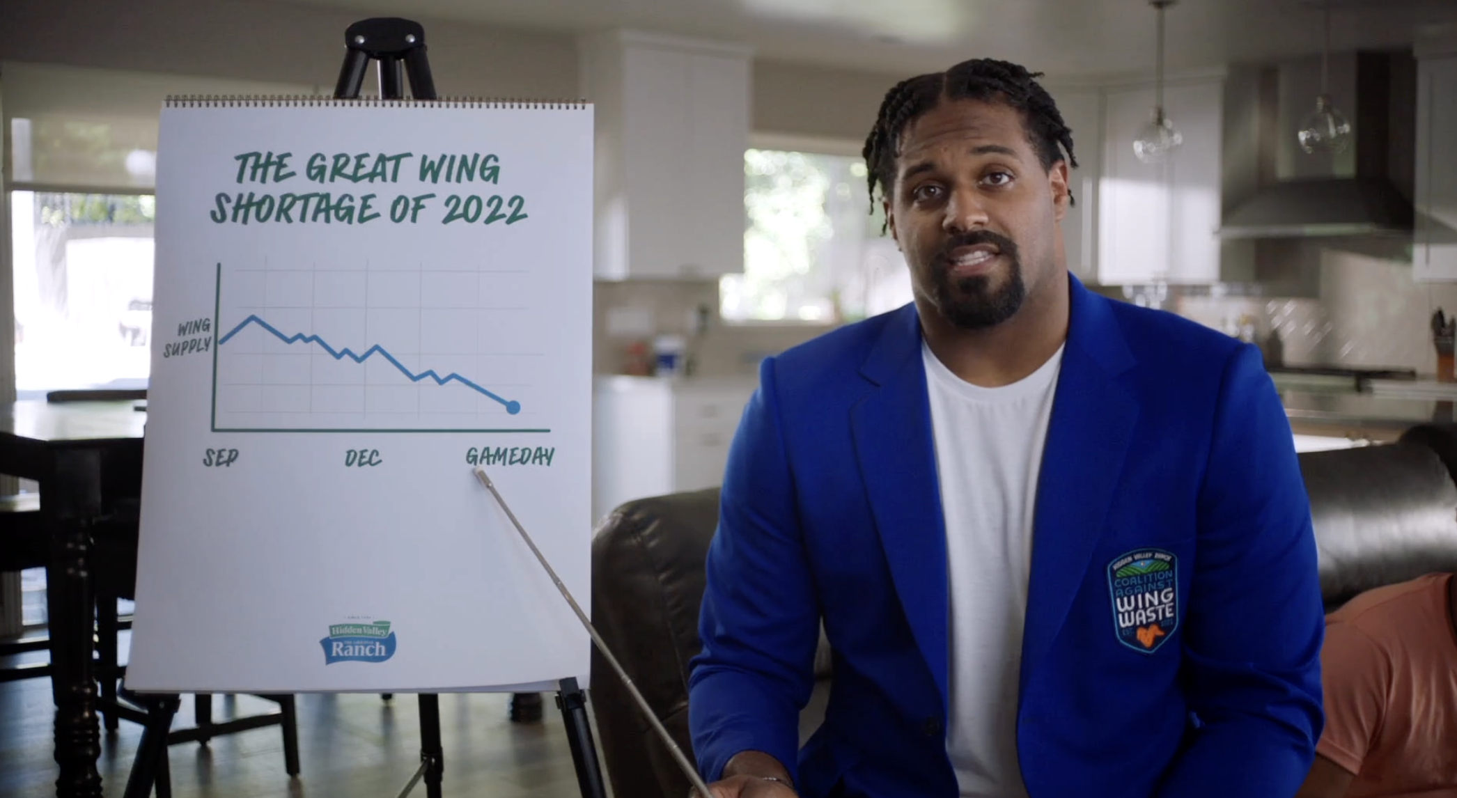 Cam Jordan presenting a chart about wing supply