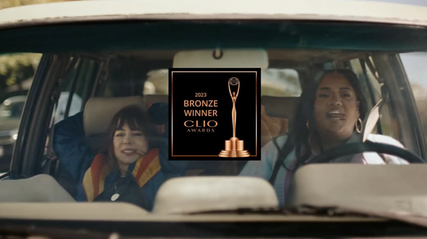 Thinx campaign still with a Clio Bronze Winner badge