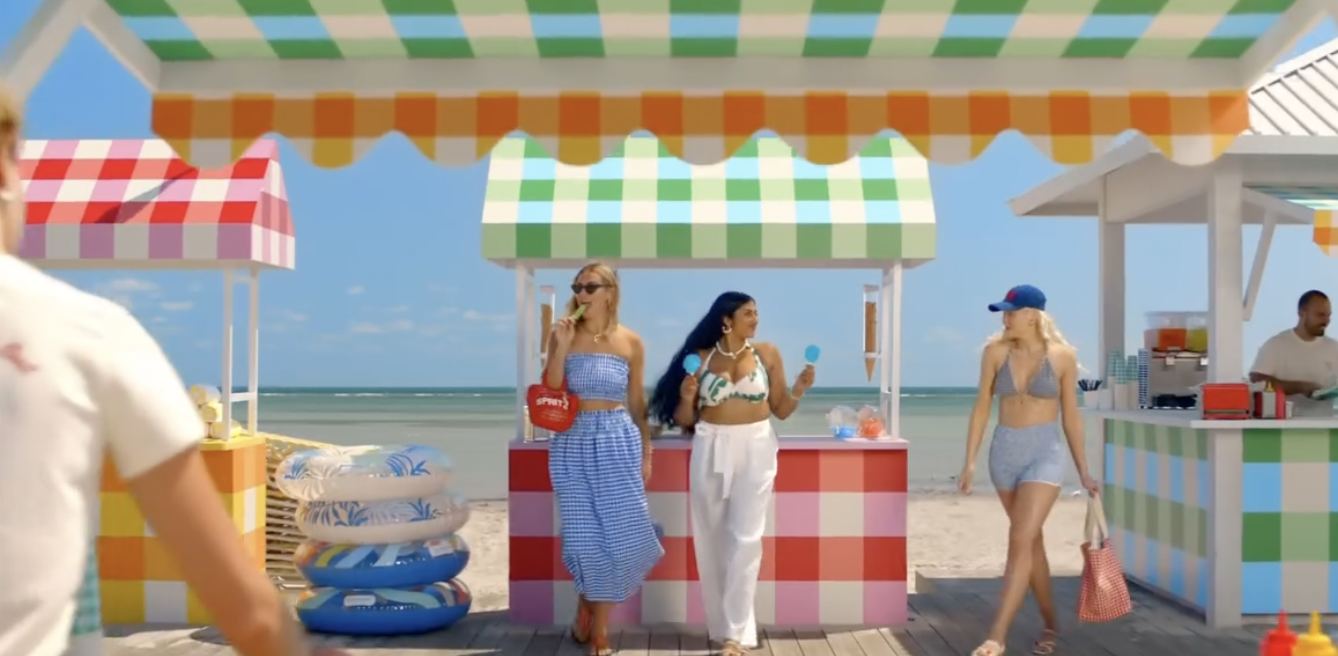 Colorful Target summer campaign on a beach boardwalk