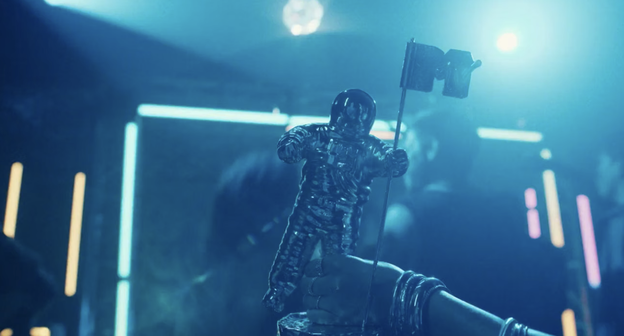 MTV Moon Person trophy in blue cinematic light